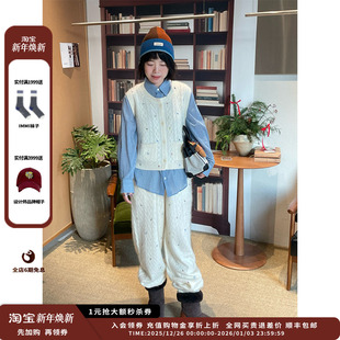 25AW羊绒拉毛烫钻收脚长裤 设计师品牌IMMI MWEFWKPT0562X 现货