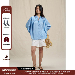 25SS柞蚕丝绸抽褶立领衬衫 设计师品牌WHM JULY 现货