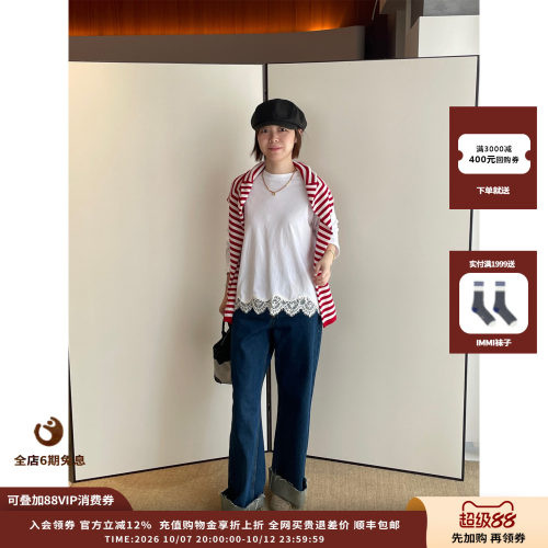 SHORT翻转口袋中腰宽松牛仔裤
