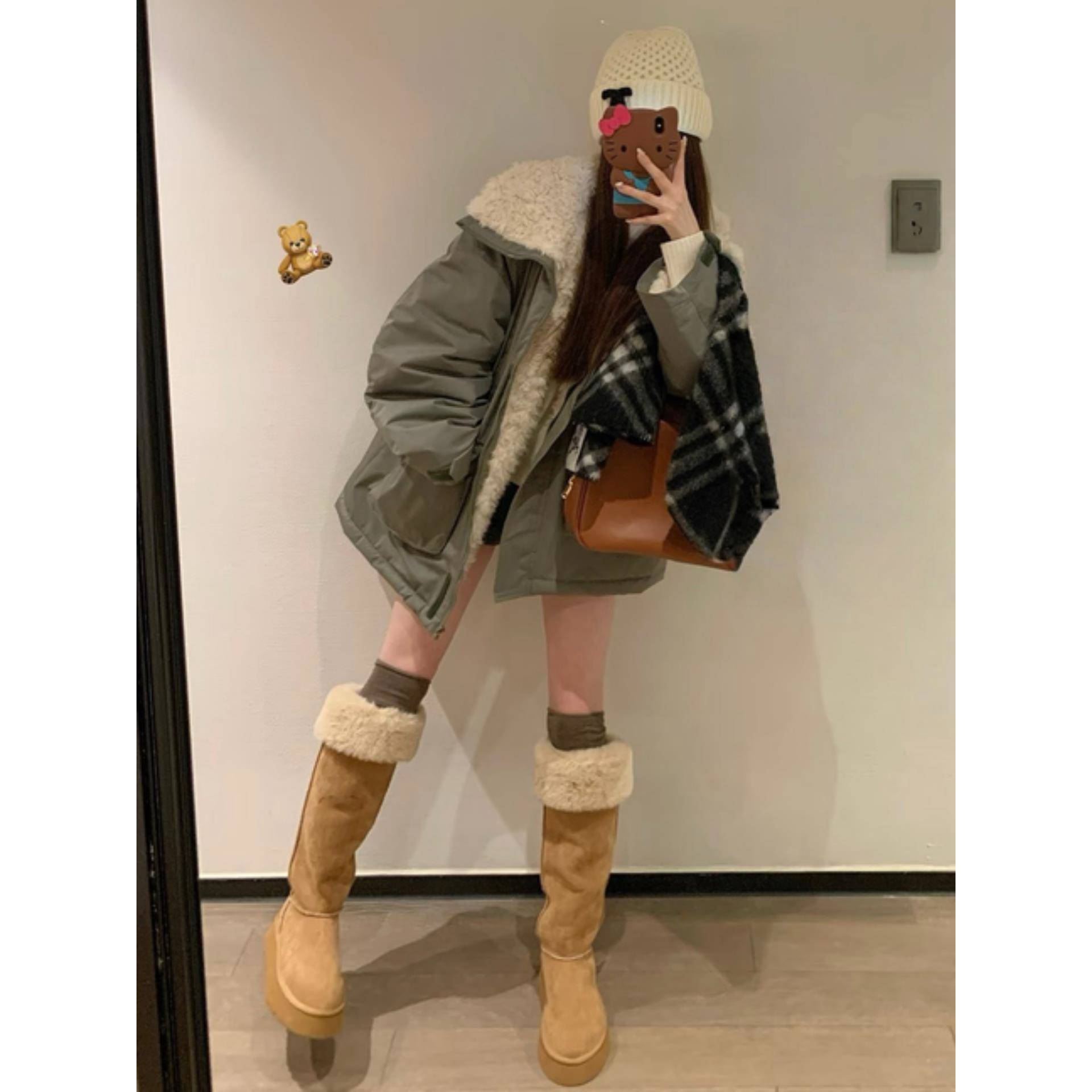 羊羔毛派克服女2025年冬季新款工装棉服冲锋衣加厚显瘦小个子外套