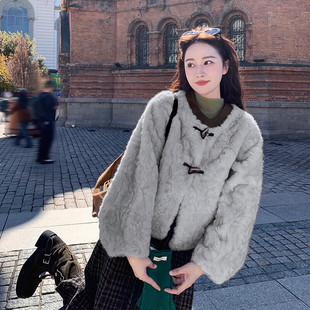 韩系环保花狐毛 爆款 皮毛一体外套 2129 K318 冬装 P185 新款