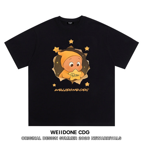 WE11DONECDG卡通星星人短袖T恤