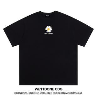 T恤男女 潮牌WELLDONE雏菊印花重磅宽松纯棉短袖 WE11DONE CDG美式
