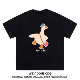 T恤男女 潮牌WELLDONE小鹅印花重磅宽松纯棉短袖 WE11DONE CDG美式