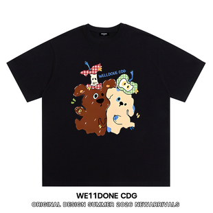 T恤男女 潮牌WELLDONE小熊印花重磅宽松纯棉短袖 WE11DONE CDG美式