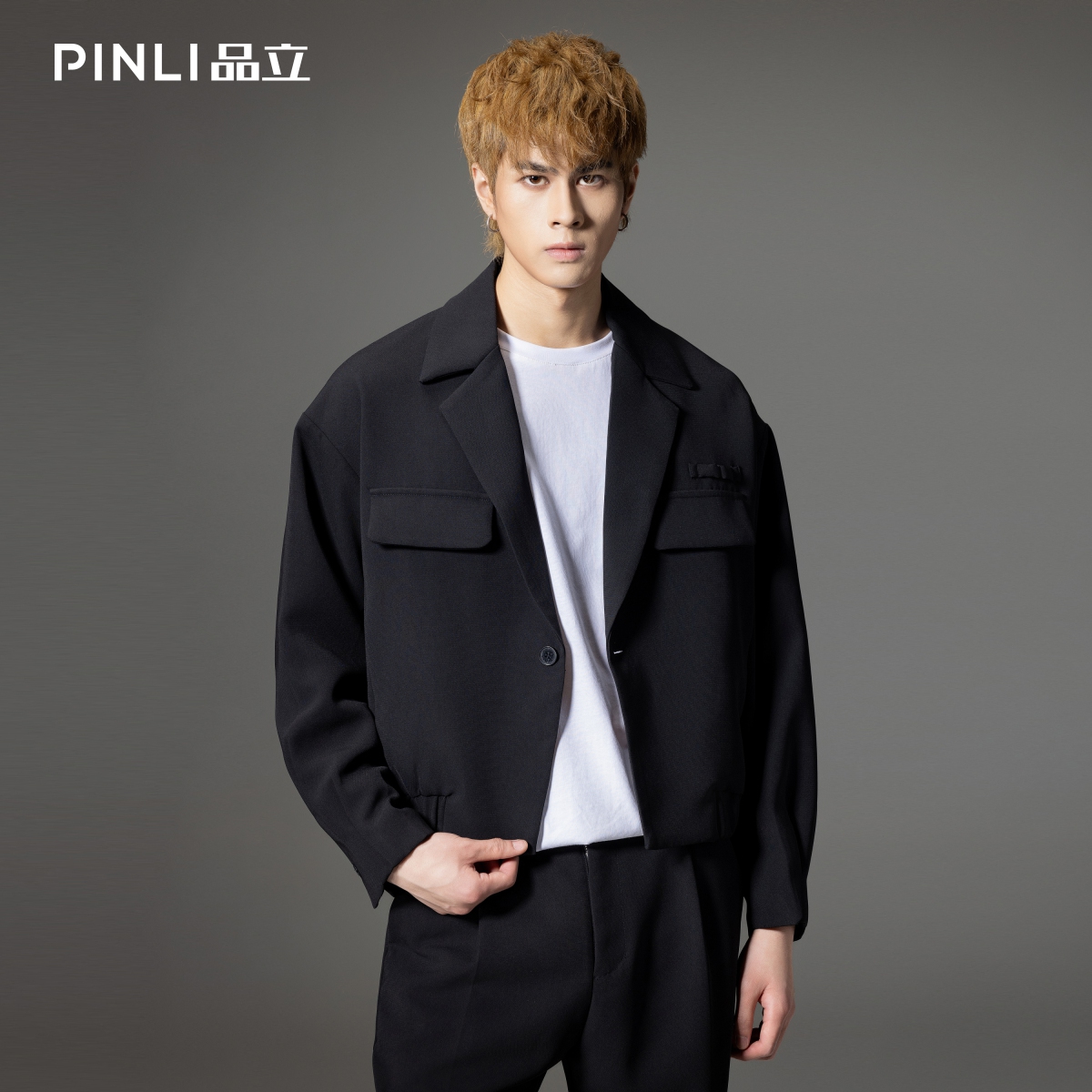 PINLI品立西装领休闲夹克男外套