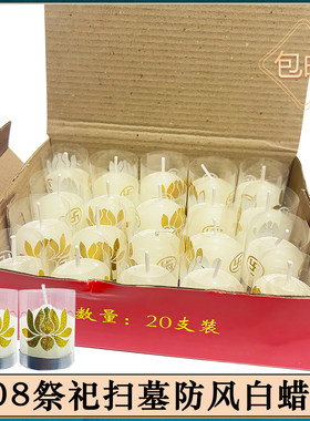 308祭祀扫墓防风白莲花蜡烛