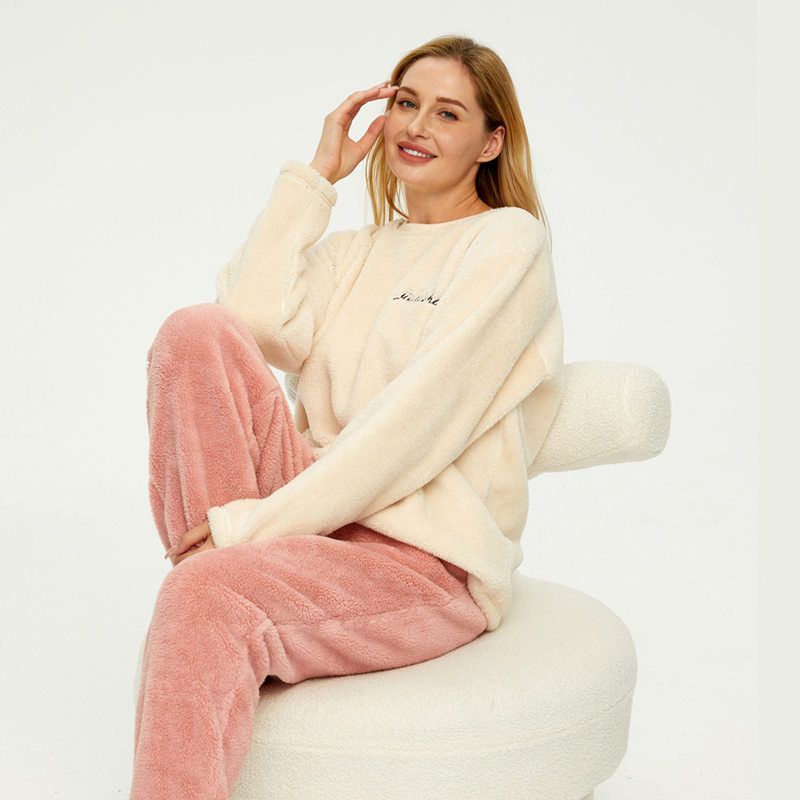 高个子185家居服套装情侣款秋冬加绒加厚保暖加长版睡衣睡裤超长