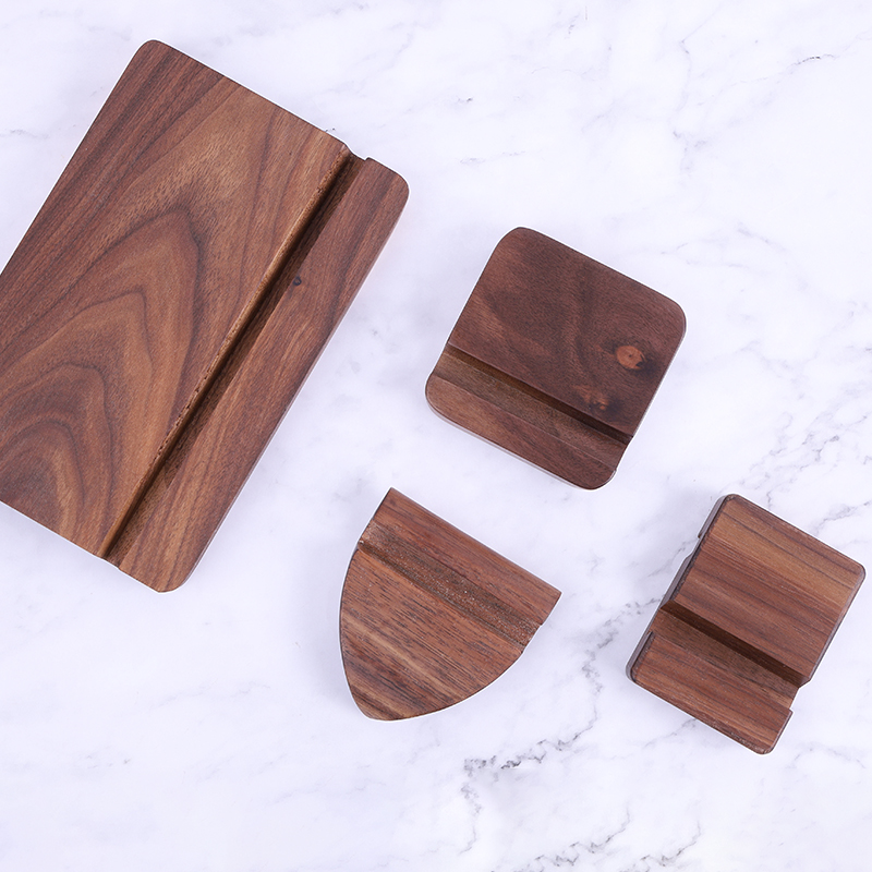 黑胡桃实木春田简约桌面手机支架