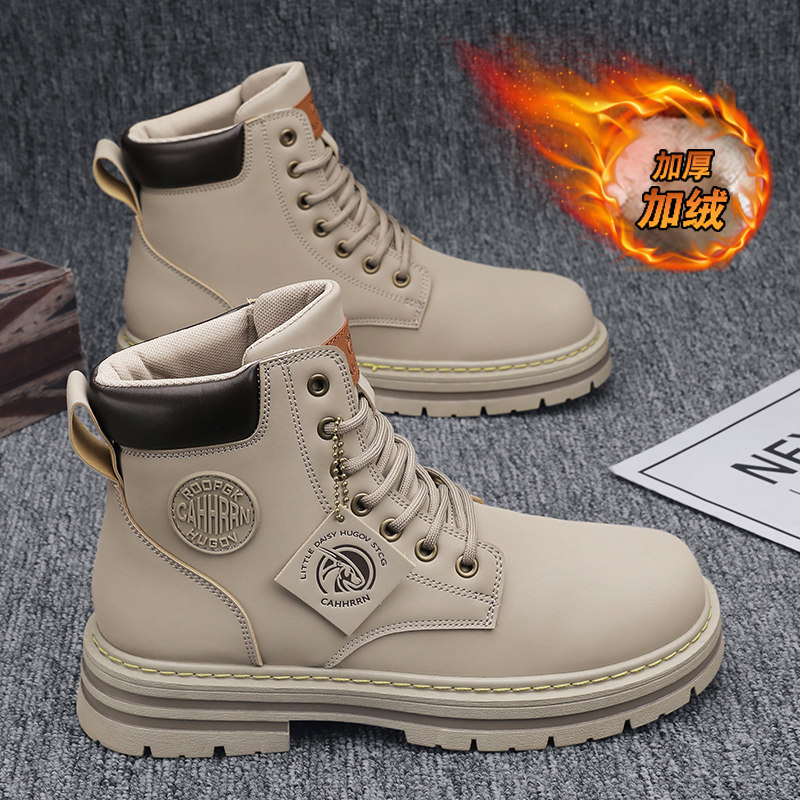 HIGH-TOP MARTIN BOOTS MENS WINTER FLEECE THICKENED WARM SNOW COTTON SHOES MENS WORKWEAR BIG SCALP BOOTS ARE NON-SLIP AND WATERPROOF