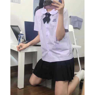 泰国校服圆领jk制服学生淡紫色短