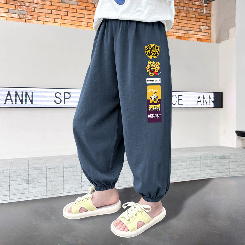 男童夏季薄款裤子2025新款韩版中大童休闲儿童长裤男孩帅气束脚裤