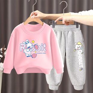 女童春装套装2025新款洋气儿童装薄款运动女宝宝春季时髦两件套潮