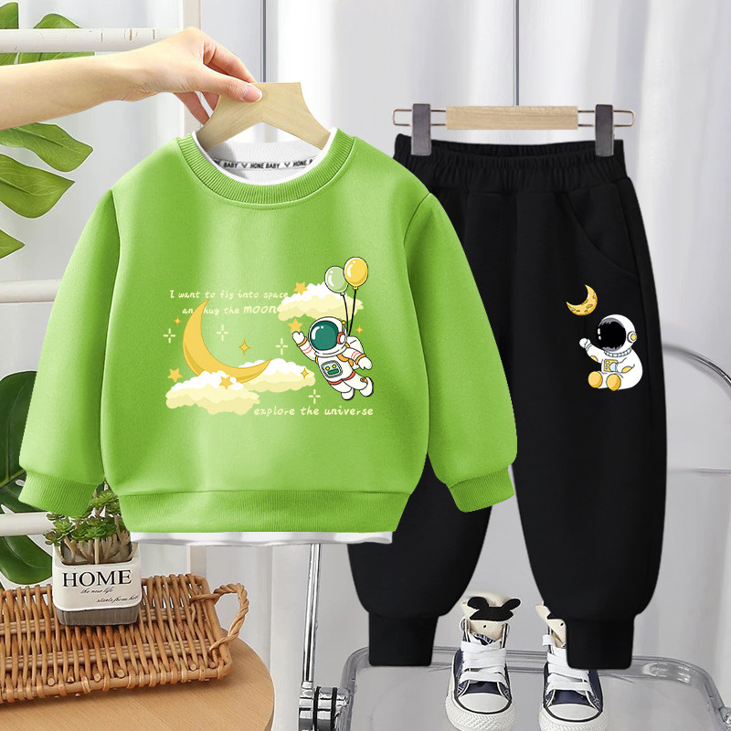 儿童春秋装套装2025新款酷帅男孩秋季假两件衣服男童网红两件套潮