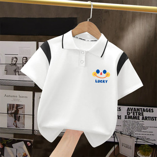 Polo衫 白T恤2025新款 男童夏季 运动短袖 纯棉上衣 儿童男孩夏装 半袖