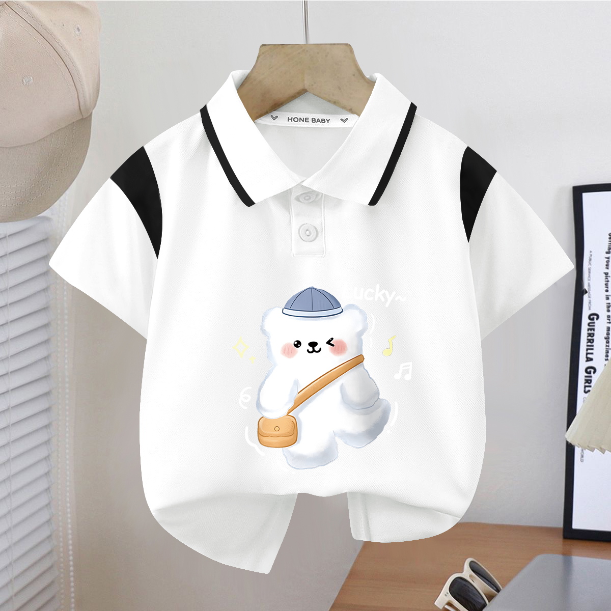 儿童2025夏装新款男女童短袖t恤学生POLO衫宝宝夏季童装翻领T印花