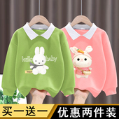 小女孩韩版 洋气儿童Polo衫 打底上衣 翻领T恤春秋2025新款 女童长袖