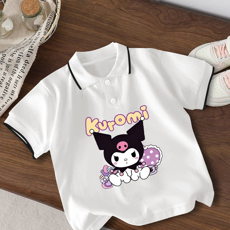 女童POLO衫短袖夏装2025新款儿童夏季小女孩纯棉翻领T恤白色上衣