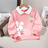 儿童翻领上衣宝宝春秋打底洋气女孩 T恤2025新款 女童卫衣春季 长袖