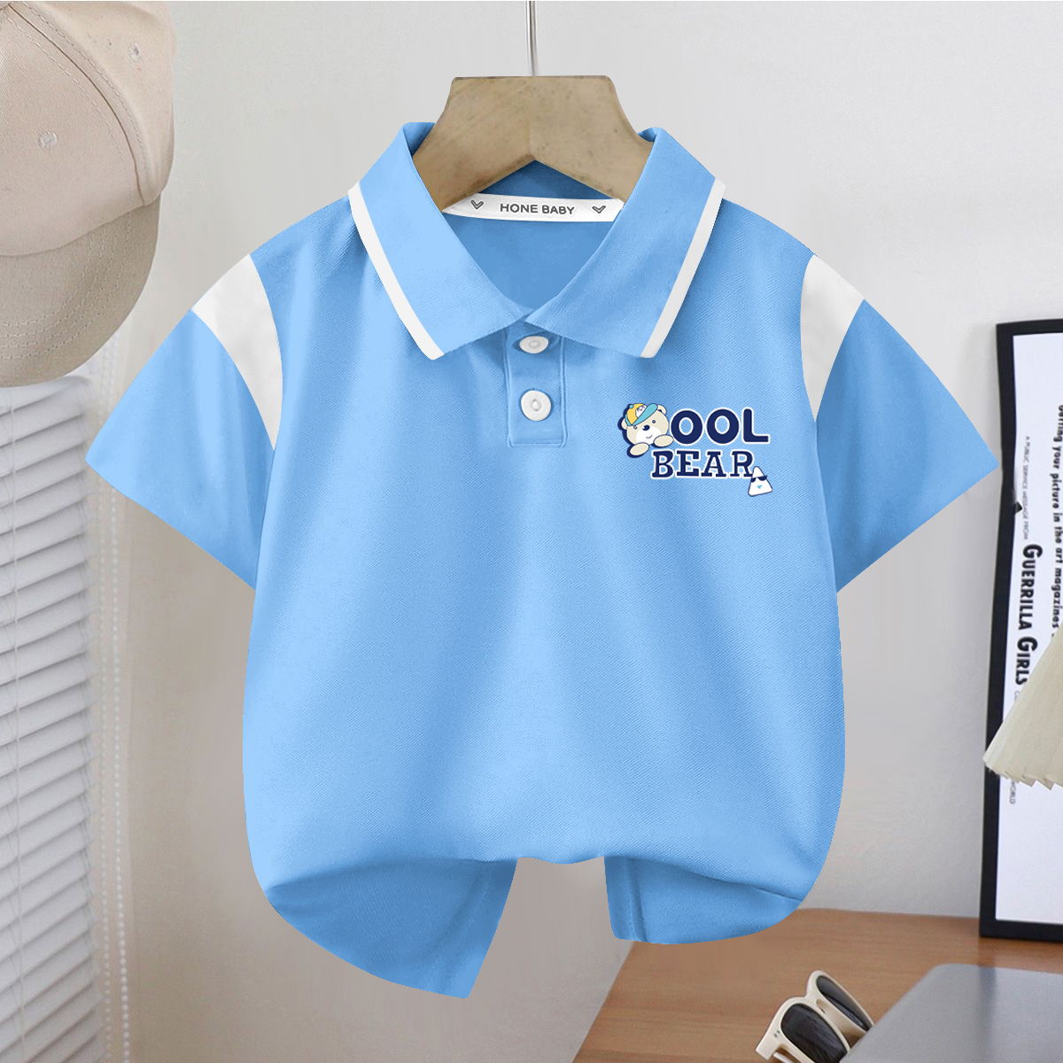 2025夏装新款儿童男童短袖t恤学生POLO衫宝宝夏季童装印花翻领T潮