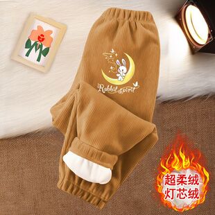 女童加绒裤子秋冬2025新款儿童冬装女宝宝灯芯绒加厚秋装中童冬季