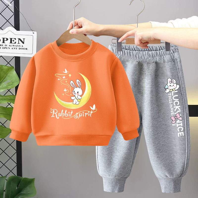 女童装时髦套装洋气儿童卫衣春季女宝宝运动两件套2024新款春秋装