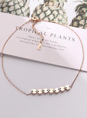 简约7小圆片项链钛钢镀玫瑰金