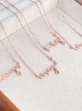 钛钢玫瑰金十二星座守护吊坠项链