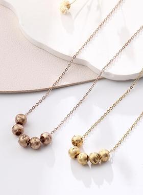 复古转运五福珠钛钢镀18K金项链