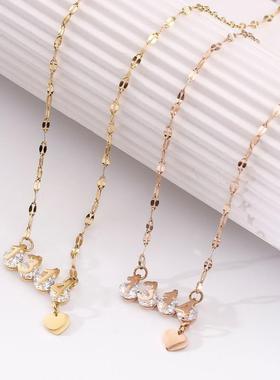 一生一世钻项链钛钢镀18K金吊坠