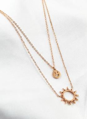 笑脸太阳双层钛钢笑脸钛钢玫瑰金