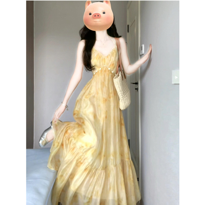 法式气质绝美吊带连衣裙