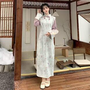 新中式国风少女改良旗袍裙大码胖mm斗篷披肩加绒加厚连衣裙两件套