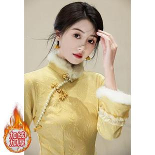 新中式国风改良旗袍连衣裙子女早春季年轻高级感气质修身显瘦长裙