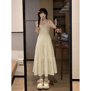 吊带连衣裙子女夏季 法式 高级感海边度假风气质收腰小个子仙女长裙