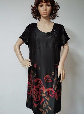 2025真丝香云纱缎面蕾丝连衣裙年轻专柜品牌高端新款桑蚕丝12567