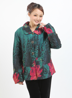 真丝莨绸香云纱棉衣高端新中式民族风碎花棉服复古倍艺蒙1422509