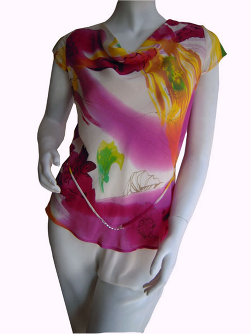 100%桑蚕丝荡领T恤短袖上衣真丝短袖女装夏季反季促销特价清仓夏