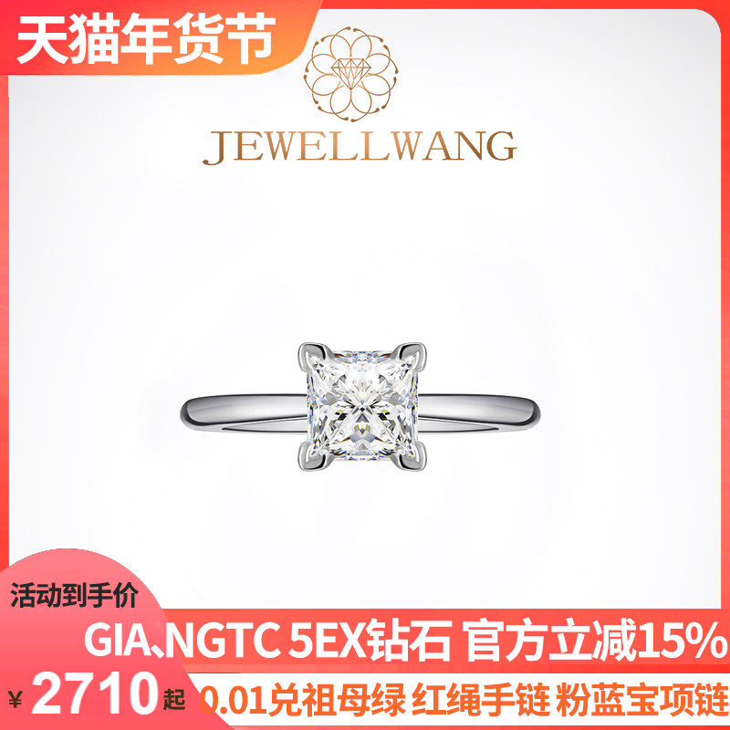【培育】纤离 钻玺ngtc证书培育钻石戒指定制钻石公主方形钻戒