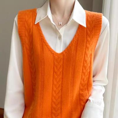 套头百搭常规V领螺纹马甲