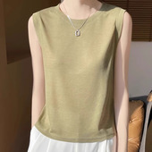 针织打底无袖 2025年春新款 吊带背心女内搭宽松显瘦精致圆领配西装