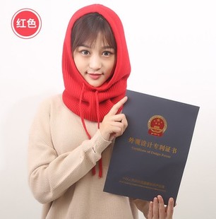 意大利秋冬季羊绒多功能针织羊毛帽子脖套一体女连帽护耳加厚围脖