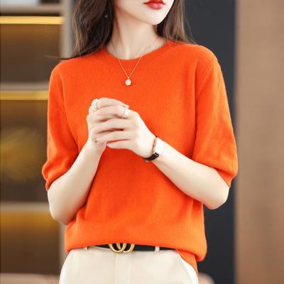 2022款羊毛针织短袖宽松T恤内搭