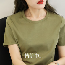 纯棉短袖t恤女夏季2025新款女装宽松白色圆领体恤纯色打底上衣潮