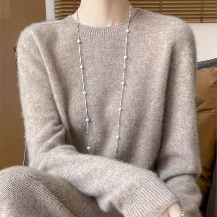 一线成衣无缝~配大衣圆领针织衫女宽松羊毛衫春季内搭打底衫毛衣