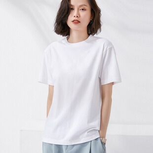 2026年新款短袖常规宽松圆领通勤纯色纯棉T恤t恤男女同款彩色玛卡