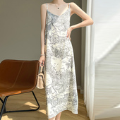 2025夏季 新款 V领印花垂感吊带背心连衣裙女宽松显瘦气质长裙裙子