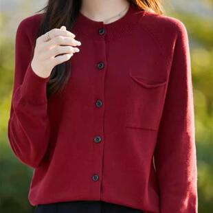 100纯棉线针织开衫女短外套长袖毛衣口袋设计感小众外搭上衣新款