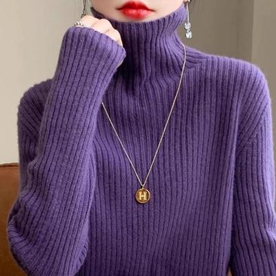 加厚高领2025羊毛衫女宽松套头毛衣大码冬季新款羊绒针织打底衫