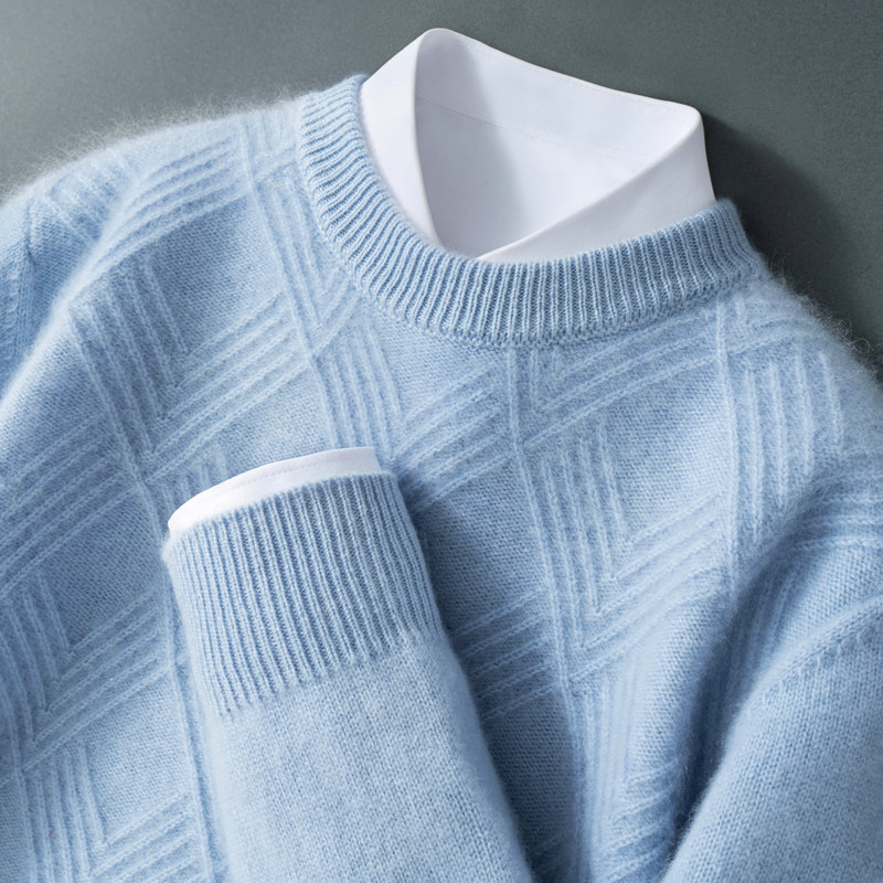 100%纯羊毛衫男士圆领毛衣菱形提花高端针织打底绒衫保暖上衣大码,男装,针织衫/毛衣,淘宝优惠券,粉丝福利购,淘宝优惠卷